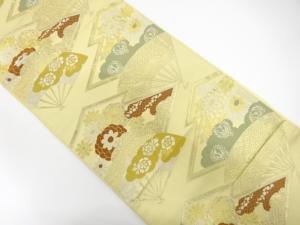 アンティーク　扇に松皮菱・花模様織り出し袋帯（材料）